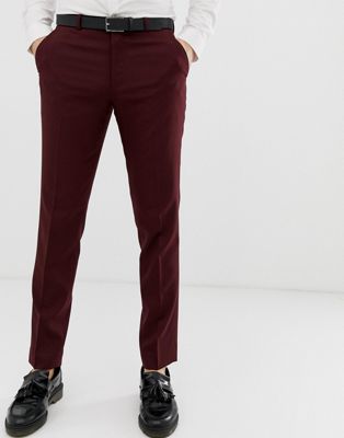 ASOS DESIGN skinny smart pants in burgundy | ASOS
