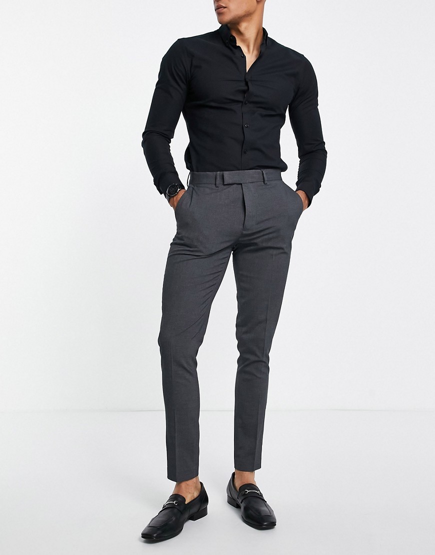 Asos Design Skinny Smart Pants In Charcoal-gray