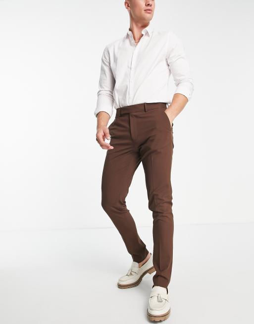 ASOS DESIGN skinny smart pants in chocolate brown