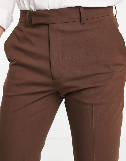 ASOS DESIGN skinny smart pants in chocolate brown