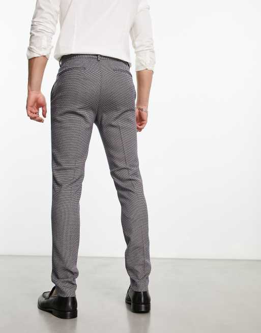 ASOS DESIGN skinny smart pants in navy texture, 2 of 4