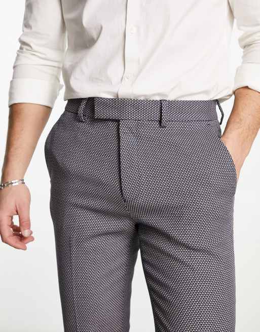 ASOS DESIGN skinny smart pants in navy texture, 4 of 4