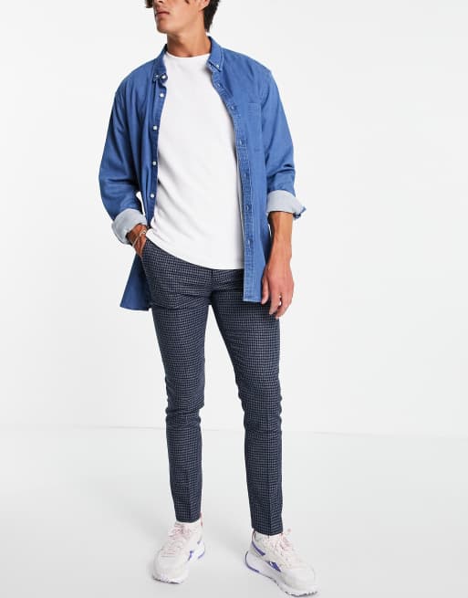 ASOS DESIGN skinny smart pants in navy with elasticated waist