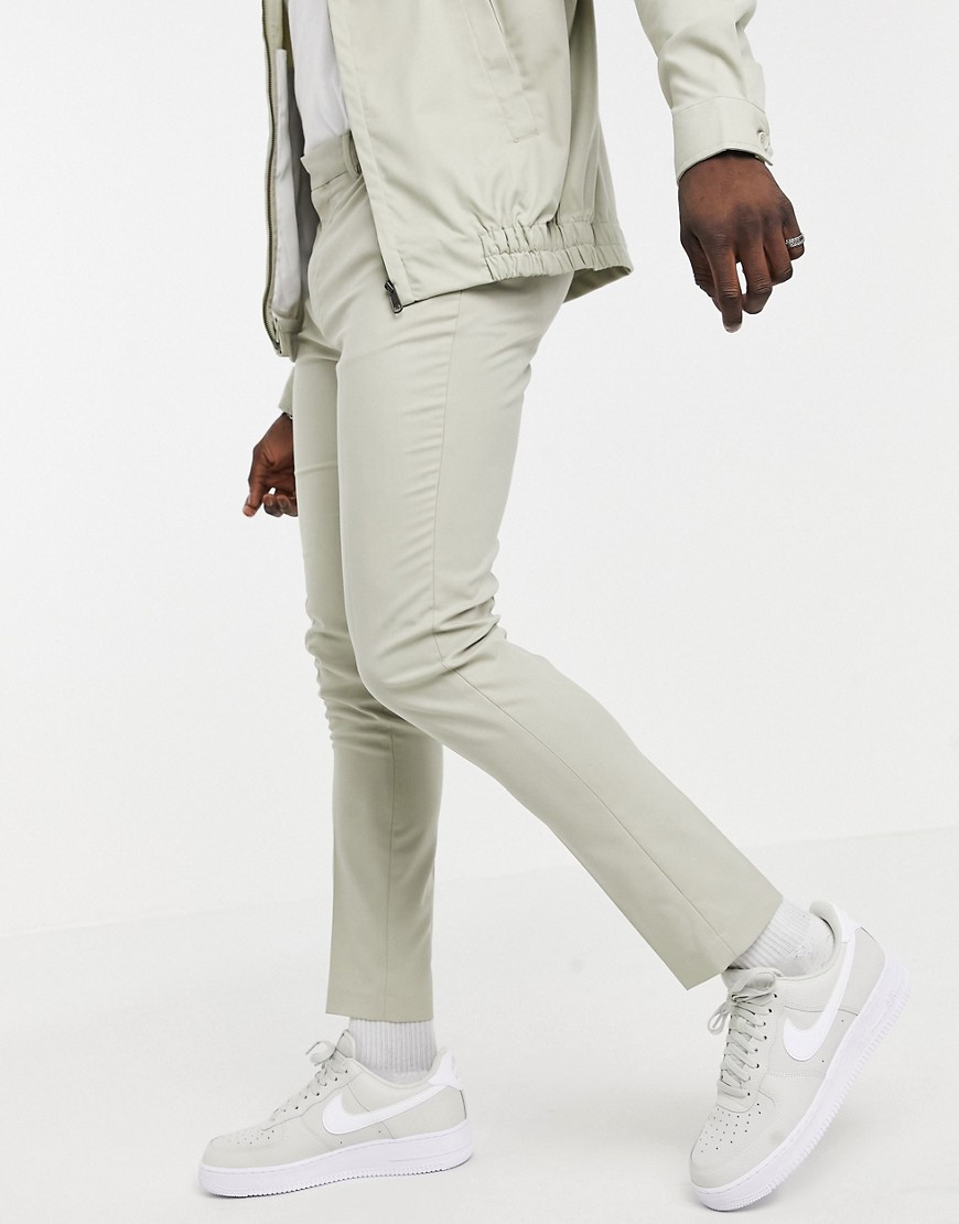 ASOS DESIGN skinny smart pants in stone - part of a set-Neutral