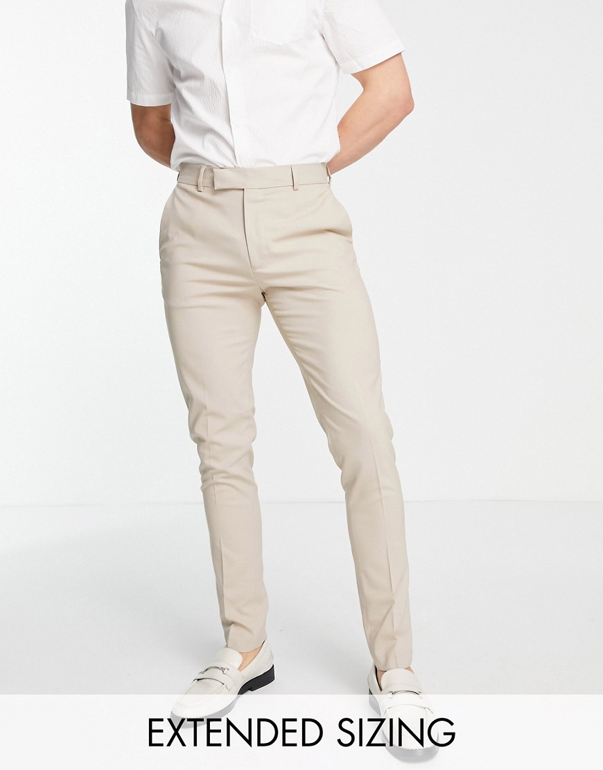 Shop Asos Design Skinny Smart Pants In Stone-neutral