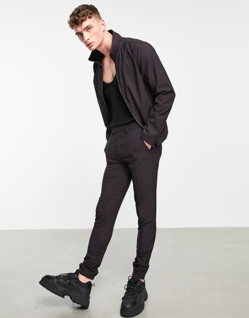 ASOS DESIGN skinny smart pants in wine twist - part of a set