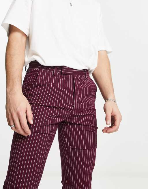 Belted Striped Smart Pants