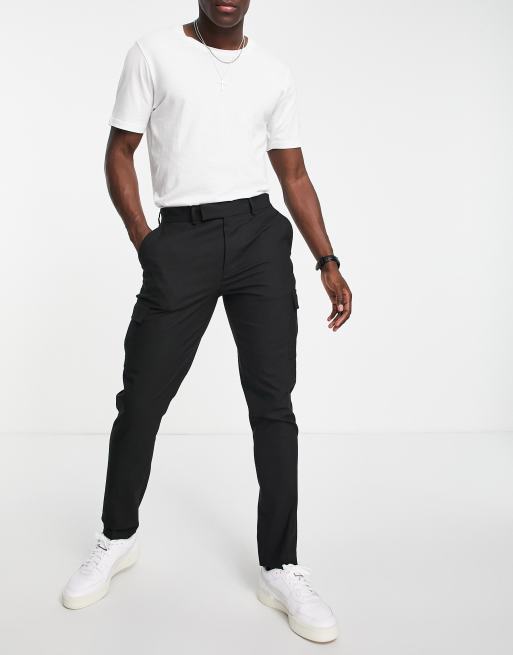 ASOS DESIGN skinny smart pants with cargo pocket in black
