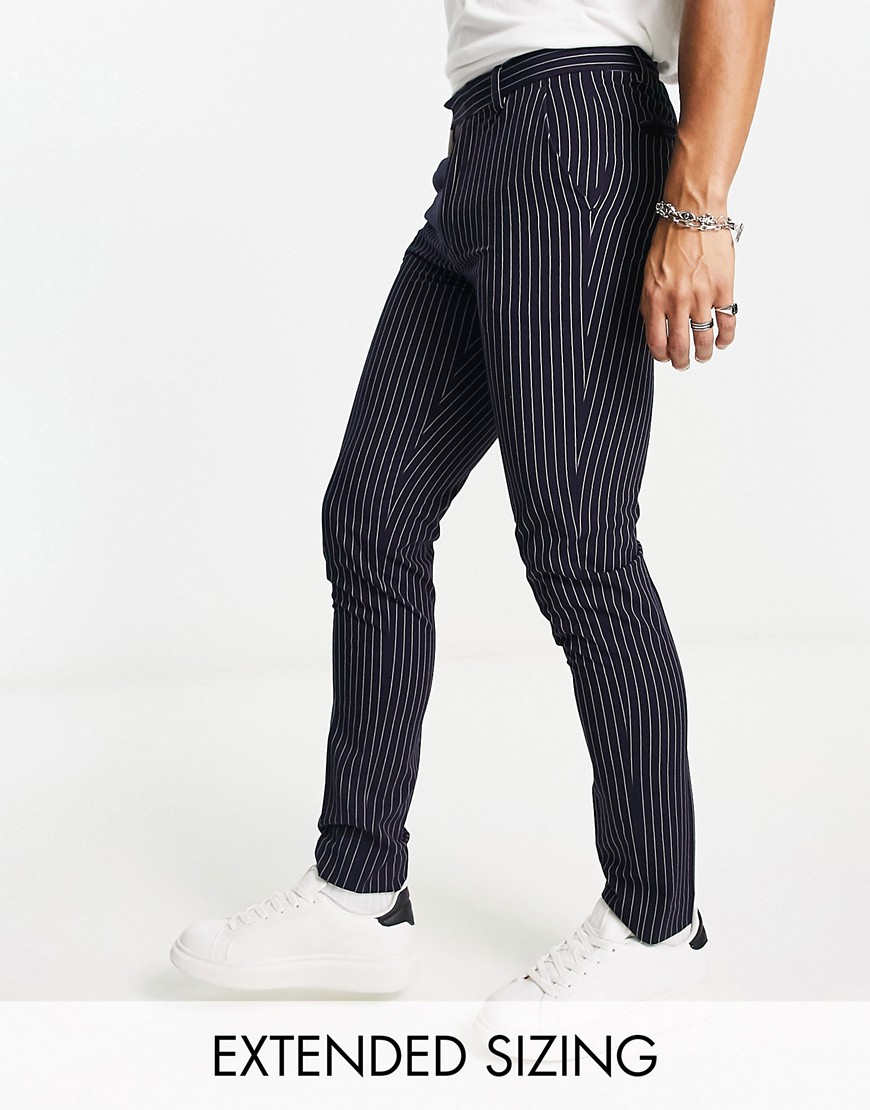 Asos Design Skinny Smart Pants With Navy Pinstripe