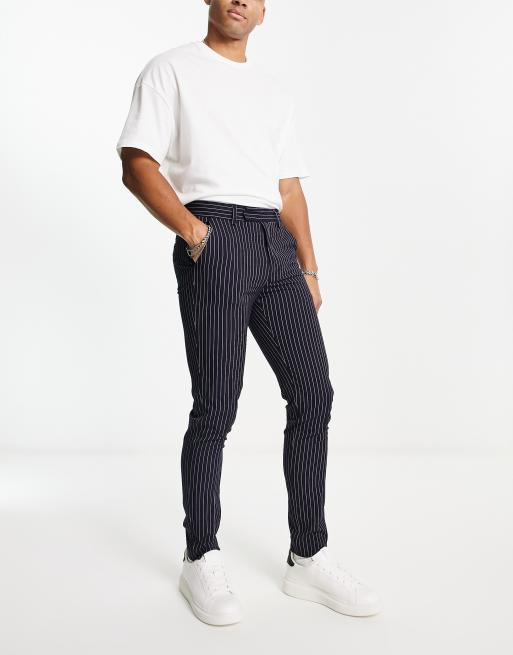 ASOS DESIGN skinny smart pants with navy pinstripe