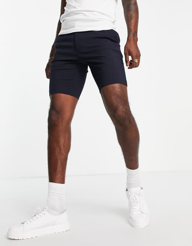 ASOS DESIGN skinny smart shorts in navy