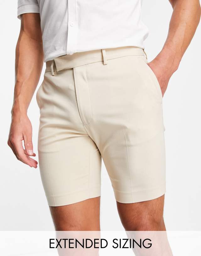 ASOS DESIGN skinny smart shorts in stone