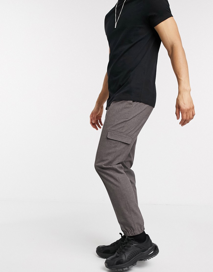 ASOS DESIGN skinny smart sweatpants in gray check-Grey