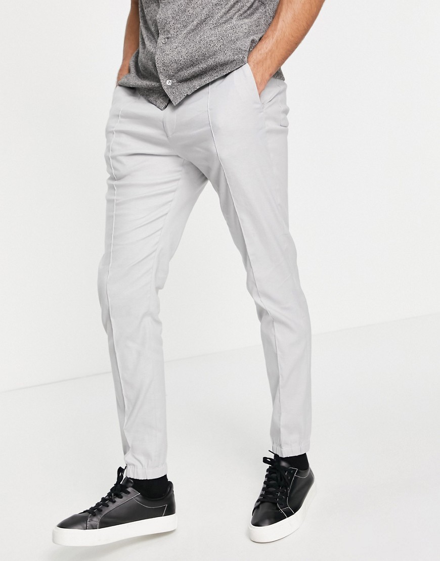 ASOS DESIGN skinny smart sweatpants in gray linen-Grey