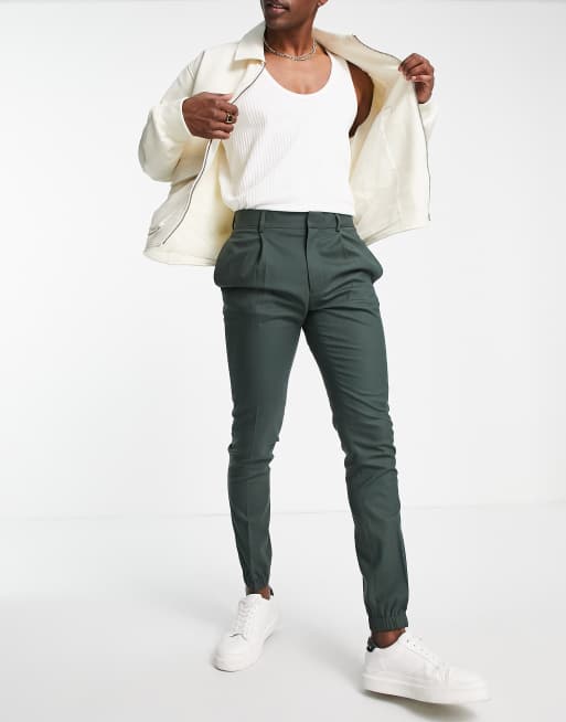 ASOS DESIGN skinny smart sweatpants in khaki