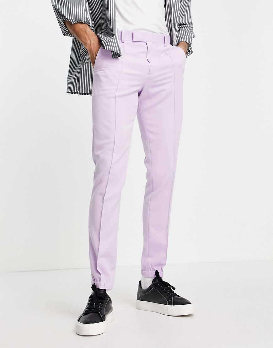 ASOS DESIGN skinny smart sweatpants in lilac-Purple