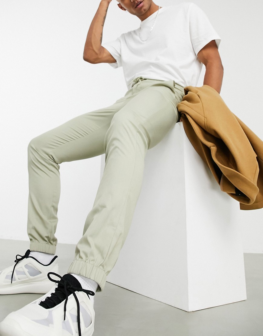 ASOS DESIGN skinny smart sweatpants in stripe-Stone