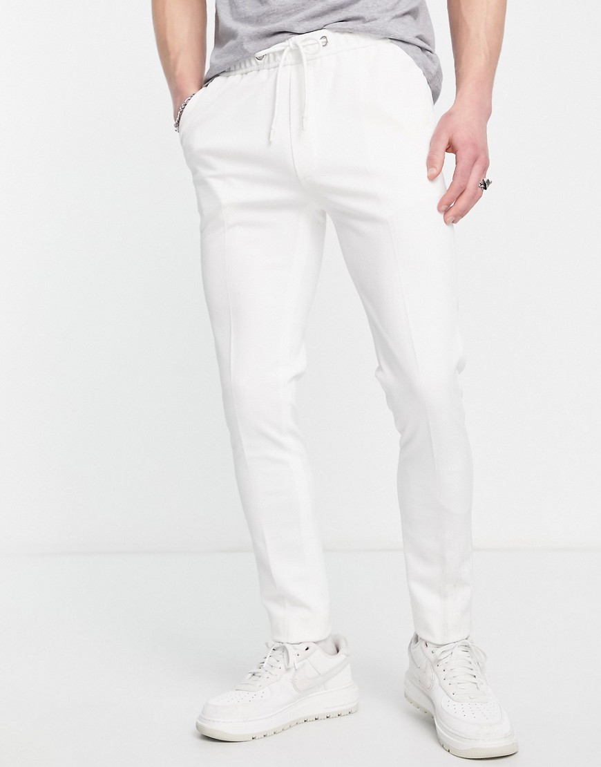 ASOS DESIGN skinny smart sweatpants in white texture
