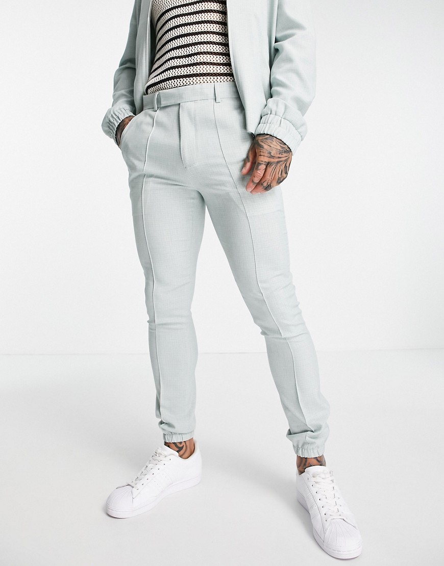 ASOS DESIGN skinny smart sweatpants with cuff in pastel green crosshatch - part of a set
