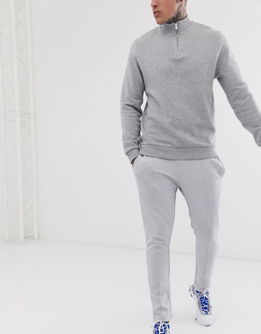 ASOS DESIGN skinny smart sweatpants with pin tuck front in light gray ...