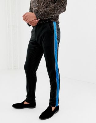 blue side stripe trousers