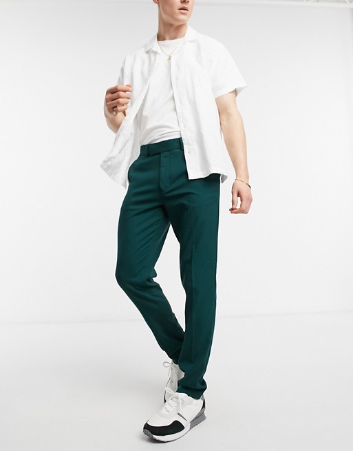 ASOS DESIGN skinny smart trouser in green