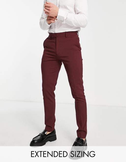 ASOS DESIGN skinny smart trousers in burgundy | ASOS