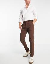 Asos Design Tapered Smart Pants In Textured Camel With Turn Up-neutral |  ModeSens