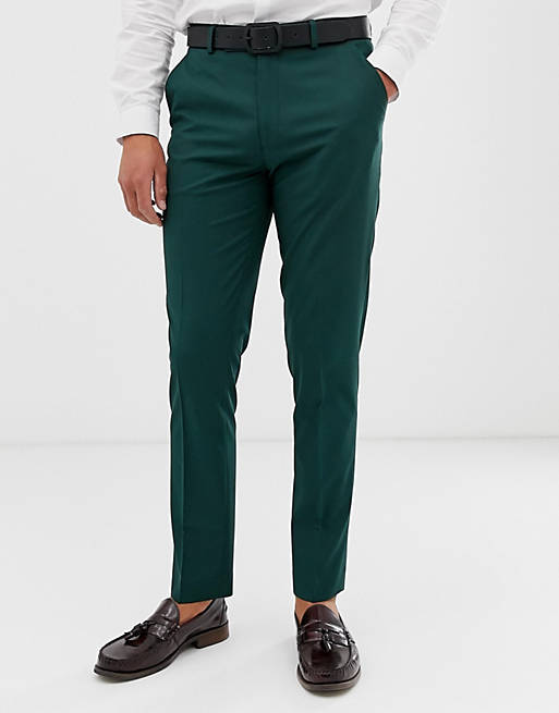 ASOS DESIGN skinny smart trousers in dark forest green | ASOS