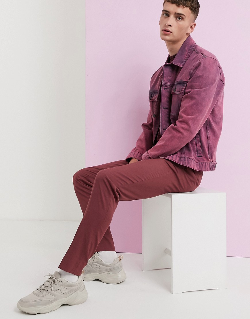 ASOS DESIGN skinny smart trousers in dusty berry-Purple