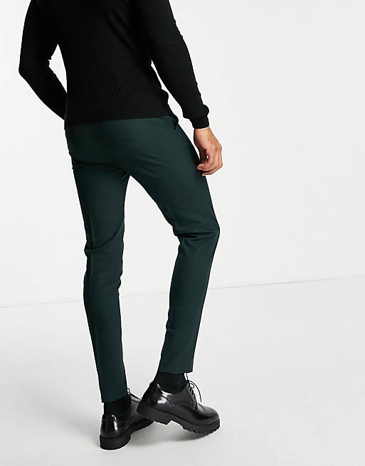 ASOS DESIGN skinny smart trousers in forest green