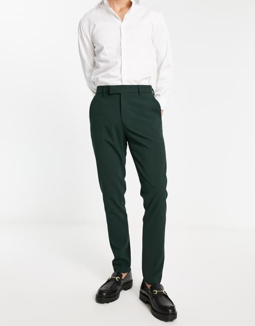 ASOS DESIGN skinny smart trousers in forest green