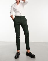 ASOS Super Skinny Fit Smart Cropped Trousers In Mint in Green for