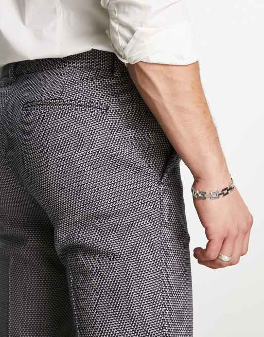 ASOS DESIGN skinny smart trousers in navy texture, 3 of 4