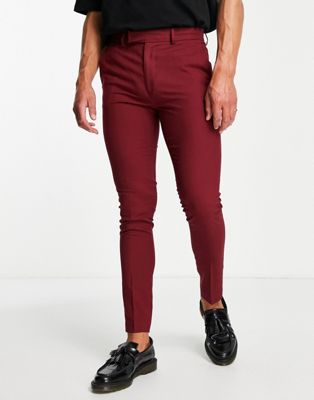 ASOS DESIGN skinny smart trousers in red