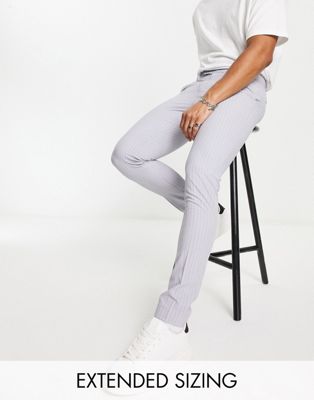 ASOS DESIGN skinny smart trousers with light grey pin stripe
