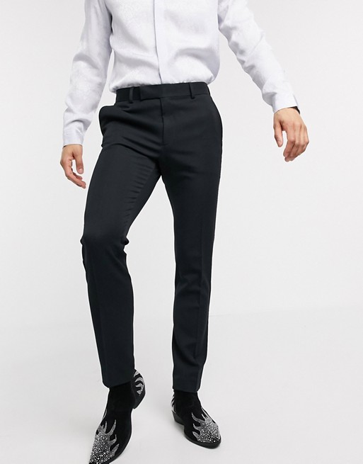 ASOS DESIGN skinny smart tuxedo trouser in black