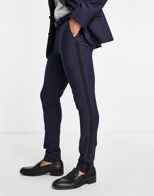 ASOS DESIGN - Skinny smoking pantalon in marineblauw