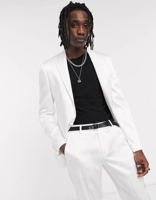  ASOS DESIGN - Hvid skinny smokinghabit med ekstra skinnende paneler, 2 af 3