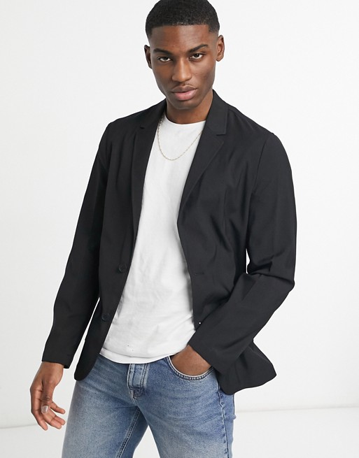 ASOS DESIGN skinny soft tailored blazer in black