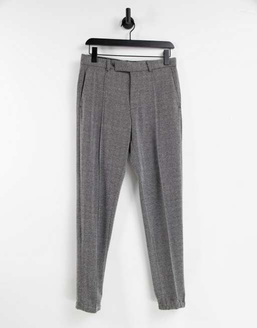 ASOS DESIGN skinny soft tailored smart jogger in grey textured fabric ...