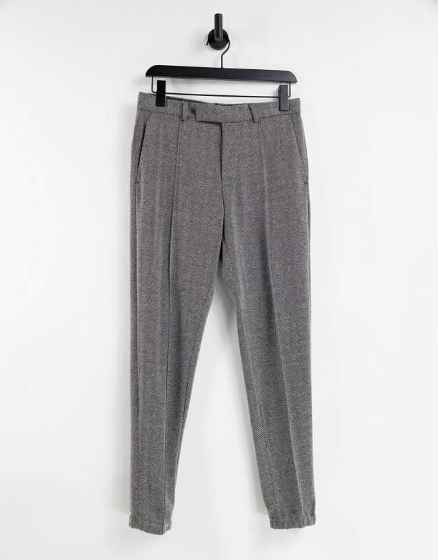 ASOS DESIGN skinny soft tailored smart joggers in gray textured fabric