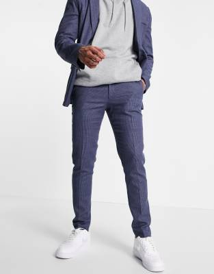 ASOS DESIGN skinny soft tailored suit trousers in navy linen mix - ASOS Price Checker