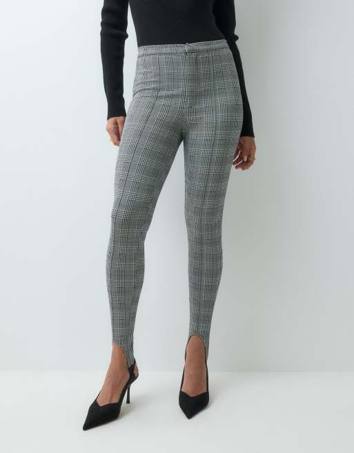 ASOS DESIGN skinny stirrup pants in check print, 2 of 5