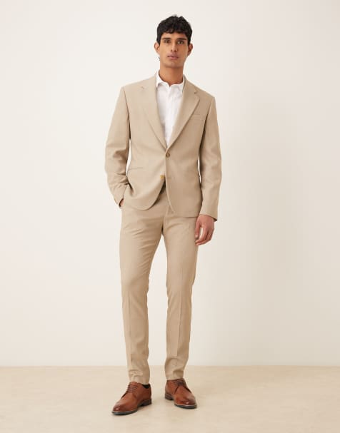ASOS DESIGN skinny stone suit in microtexture - view 1