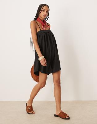 Asos Design Skinny Strap Micro Bust Textured Romper