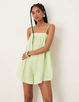 Asos Design Skinny Strap Micro Bust Textured Romper