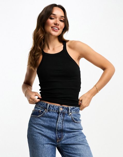 Pull&Bear long sleeve corset detail cropped top in black