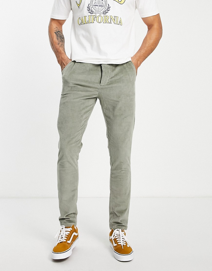 Asos Design Khaki Micro Check Skinny Smart Pants-green