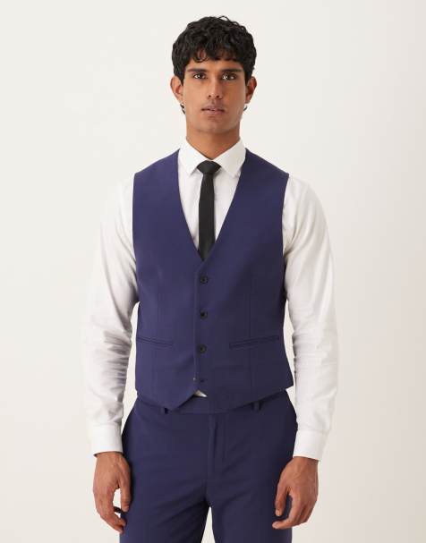 ASOS DESIGN skinny stretch suit vest in navy - view 1